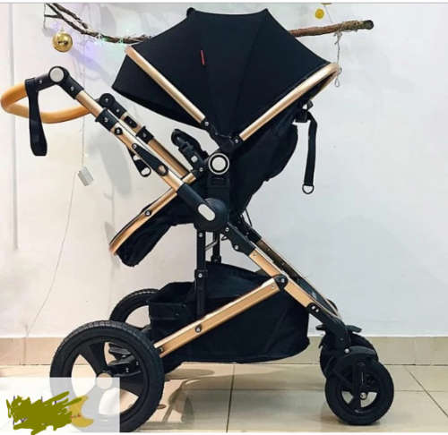 New *2019* Belecoo Baby  Stroller / Pram Convertible Stroller (Black & Gold With The Car Seat