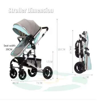 New *20198 Baby Stroller / Pram & Carry Cot Moses Basket Mint Green Color