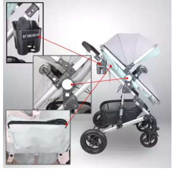 New *20198 Baby Stroller / Pram & Carry Cot Moses Basket Mint Green Color