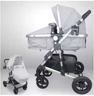 New *2019* Baby Stroller / Pram & Carry Cot Moses Basket Grey Color