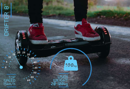 8 Inch Hoverboard with Bluetooth, Speaker & LED Wheels, Blue & Black
