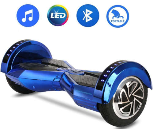 8 Inch Hoverboard with Bluetooth, Speaker & LED Wheels, Blue & Black