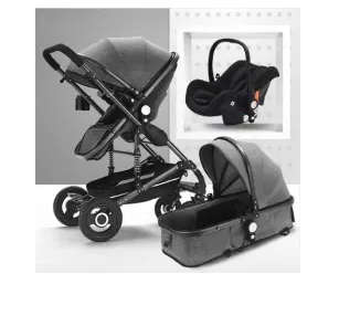 3 in 1  stroller grey color
