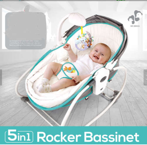 5 In 1 Newborn Baby Rocker Bassinet Bouncer Toddler Music Chair With Toy