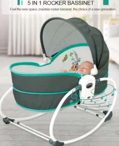 5 In 1 Newborn Baby Rocker Bassinet Bouncer Toddler Music Chair With Toy