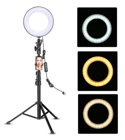 LED Ring Light 10-inch with Tripod Stand Selfie Ringlight Video Photpgraphy Lamp for Youtube Makeup