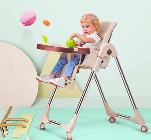 Advanced foldable high feeding chair with wheels