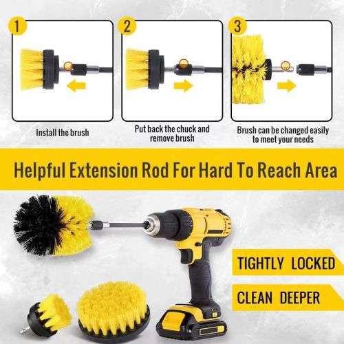 3 Piece household drill brush set