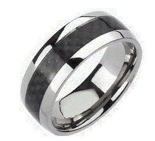 Carbon Fibre Effect Mens Wedding Band Ring.- Size Z + 1 or 13 and a quarter