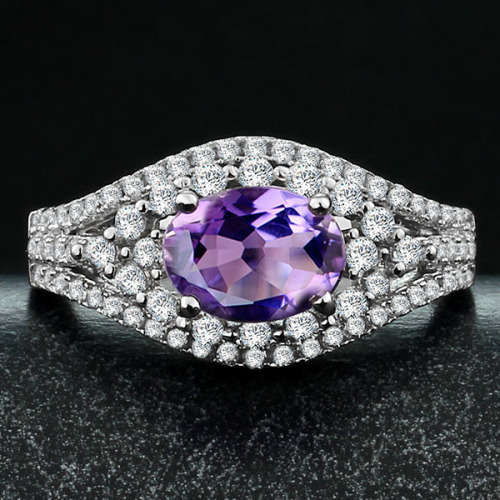 ERV R2600- Genuine Amethyst Gemstone set in SOLID 925 STERLING SILVER
