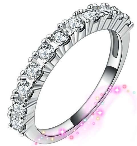 925 Sterling Silver Semi-Eternity Band Ring