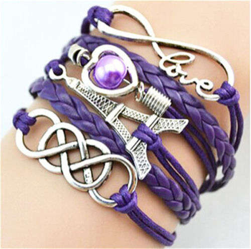 ***NEW DESIGNS!!!*** LEATHER INFINITY BRACELETS - Random colours will be sent