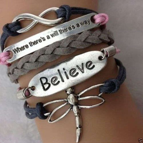 ***NEW DESIGNS!!!*** LEATHER INFINITY BRACELETS - Random colours will be sent