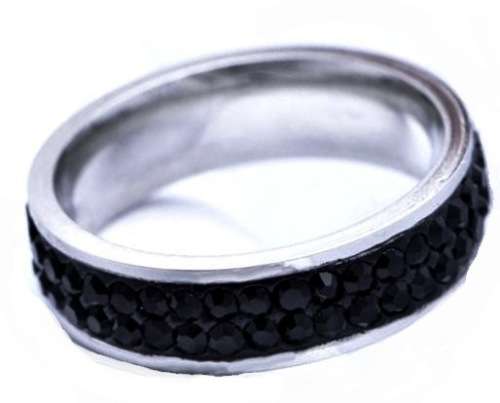 Black Swarovski Elements crystal encrusted band. Size 6.5 / Size N