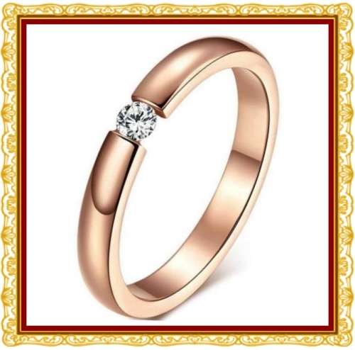 Titanium Rose Gold 0.10ct Simulated Diamond Wedding Band - Size 5 only.