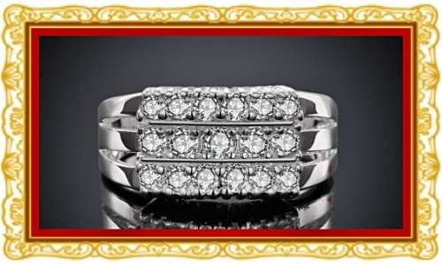 Austrian crystal encrusted ring, stunning design, platinum plated. Size 7 only.