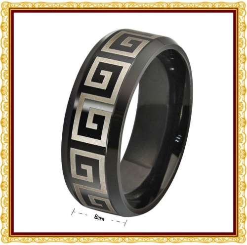 BLACK Stainless steel mens Pattern Comfort fit band ring. Size 12 only.