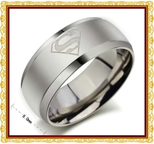 SUPERMAN Hero Mens SILVER stainless steel band ring - Size 14 / Z+3