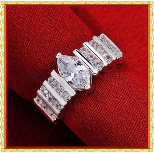 Austrian crystal Marquise shape ring, stunning design, platinum plated. Size 8 only.