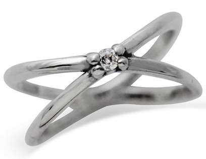 925 SOLID STERLING SILVER TINY CZ RING - SIZE 3 / F