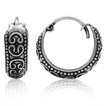 925 SOLID STERLING SILVER TINY BALINESE HOOP EARRINGS