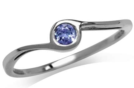 Natural Gemstone Solid 925 Sterling Silver Ring - 0.10CT Tanzanite. Size 6