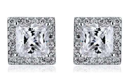 Spectacular! 1.10ct Cr.Diamond and Accents Princess Stud Earrings