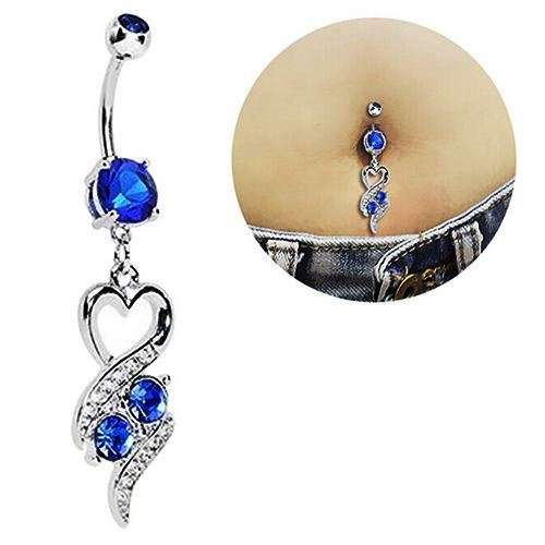 Blue Crystal Dangling Navel Belly Ring