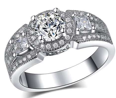 1.57ct Sim Diamond and Accents Halo Engagement Ring - Size 7 / O / 17.3mm