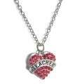 CLEARANCE SALE!!! Sweet Pink Crystal Heart TEACHER Necklace. LAST TWO AVAILABLE