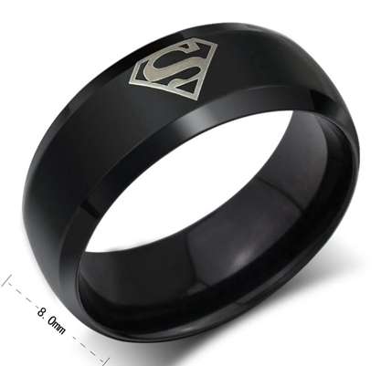 Mens BLACK stainless steel Superman ring - Size 14 / Z+3