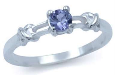 100% REAL Tanzanite 0.33ct Solitaire 925 Sterling Silver Ring. Size 6 / M