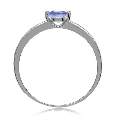 100% REAL Tanzanite 0.20ct Solitaire 925 Sterling Silver Ring. Size 6 / M