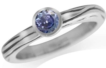 Genuine 0.25ct Tanzanite Solitaire 925 Sterling Silver Designer Ring. Size 7.75 / P+