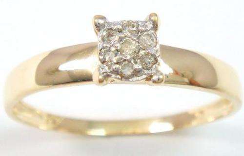 9ct SOLID GOLD RING 0.049CT NATURAL GENUINE DIAMONDS. SIZE N+ (7)