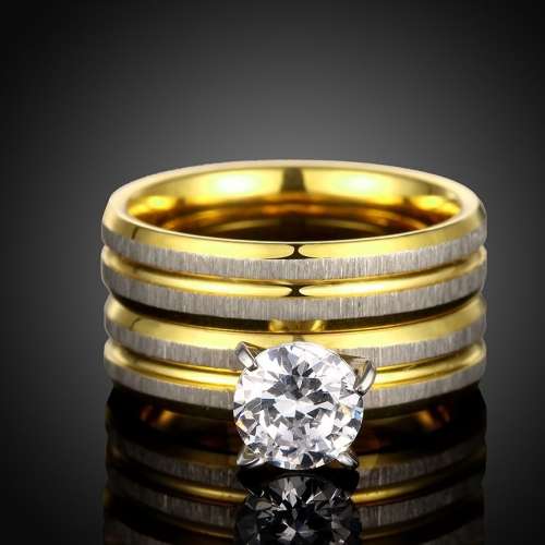 1.00ct White Zircon Engagement Ring and Wedding Band Set - Size 8 / P+ / 18.0mm