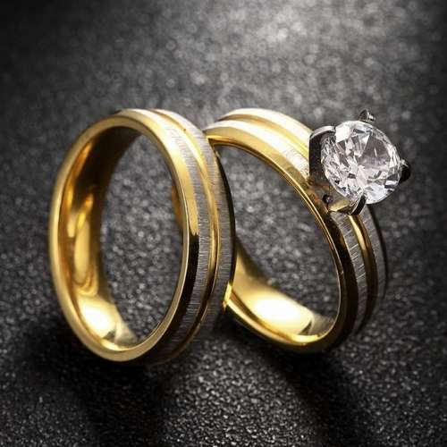 1.00ct White Zircon Engagement Ring and Wedding Band Set - Size 8 / P+ / 18.0mm