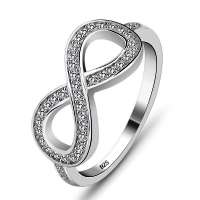 CLEARANCE SALE!!! 0.44ct Cubic Zirconia SOLID 925 Sterling Silver Infinity Ring * Size 7 [O]