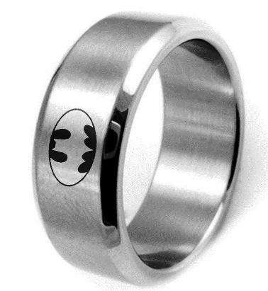 BATMAN!!! Solid 316L Stainless steel Beveled Band Ring. Size 5.75 / L