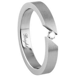 316L Stainless Steel Ring with cubic zirconia - Size 10 / U