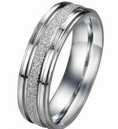 6MM MENS DIAMOND DUST FROSTED STAINLESS STEEL BAND. RING SIZE 12 / Y / 21.4mm