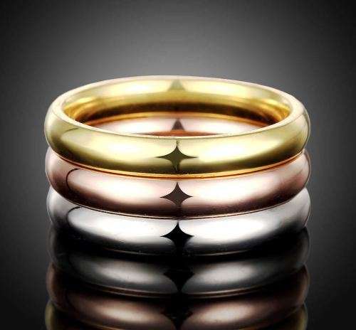 Gold, Rose, Silver. Trio set 316L solid stainless steel rings 4MM each. Size 8 - P 1/2 - 18mm