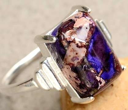NATURAL PURPLE TURQUOISE 100% SOLID 925 STERLING SILVER SIZE 7/O RING