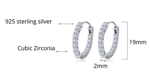 FULL ETERNITY CZ HOOP EARRINGS 925 SOLID STERLING SILVER