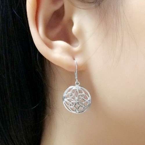 CELTIC KNOT DANGLE EARRINGS 925 STERLING SILVER AND BRASS
