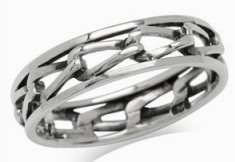SOLID 925 STERLING SILVER ETERNITY LINKED CHAIN RING BAND - Size 6.5 / N