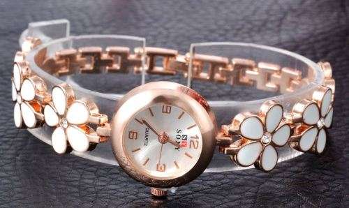 Stainless Steel Rose Wrist Watch Quartz