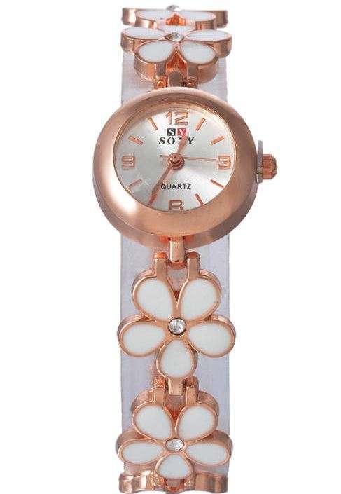 Stainless Steel Rose Wrist Watch Quartz