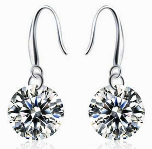 Sterling Silver CZ Drop Earrings