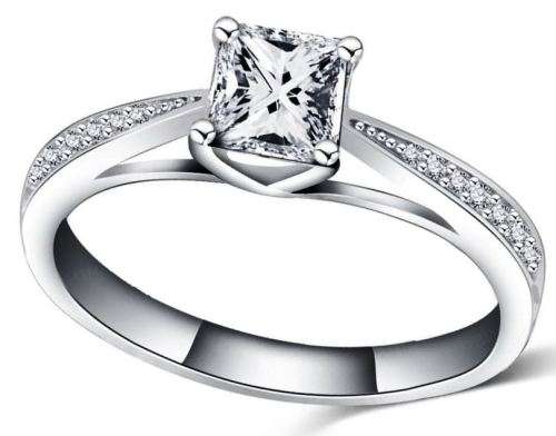 Gorgeous! Princess 0.85ct Cr.Diamond and Accents Engagement Ring - Size 6.75 / N / 17.1mm
